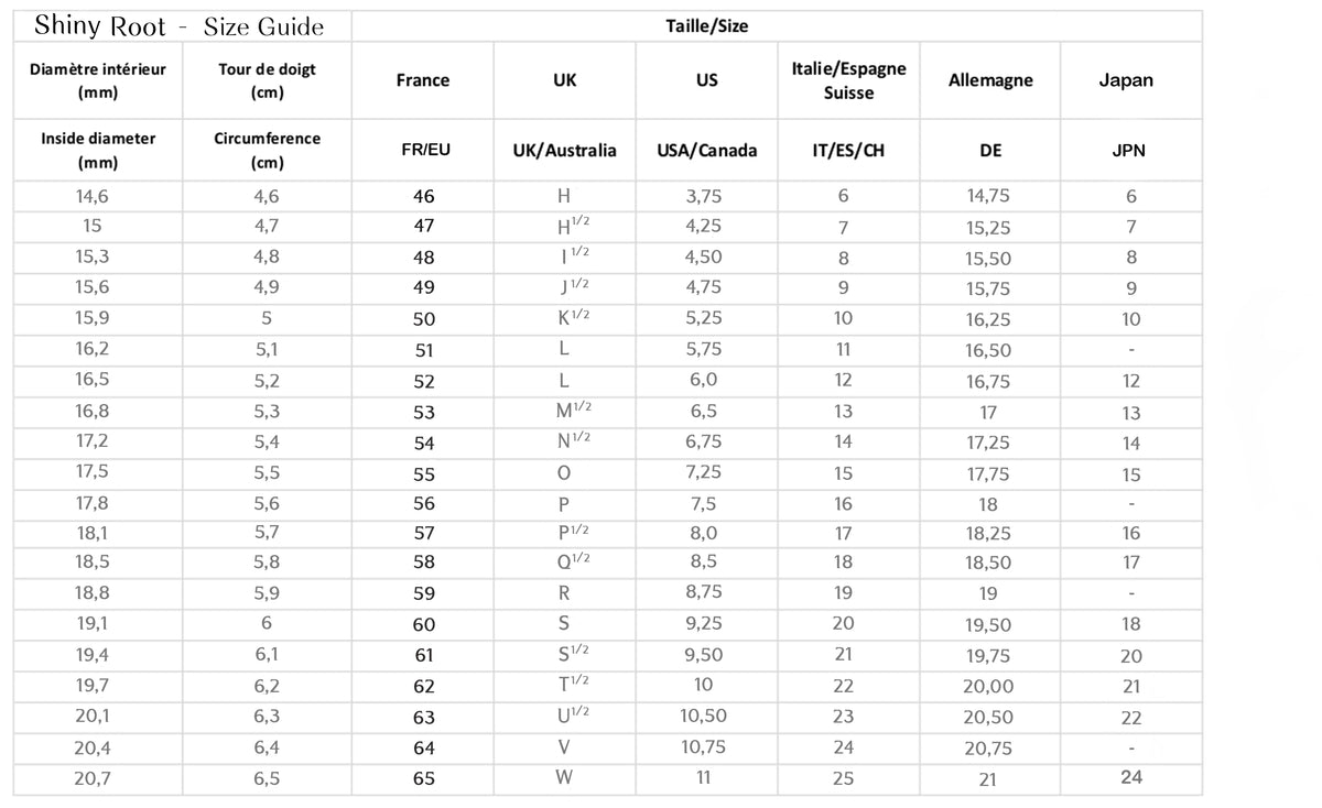 Ring size guide – Shiny Root